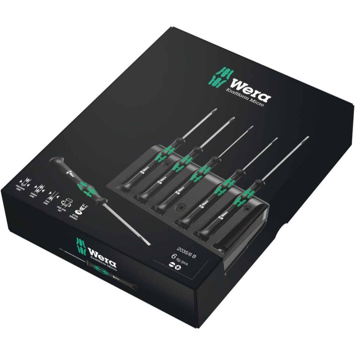 Wera 2035/6 B Elektronik-Schraubendrehersatz + Rack, 6-teilig