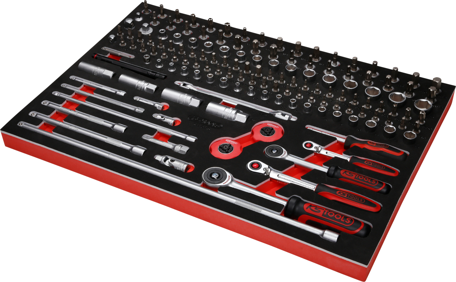 KS Tools 1-4'' + 3-8'' Steckschlüssel-Satz in Schaumstoffeinlage, 148-tlg