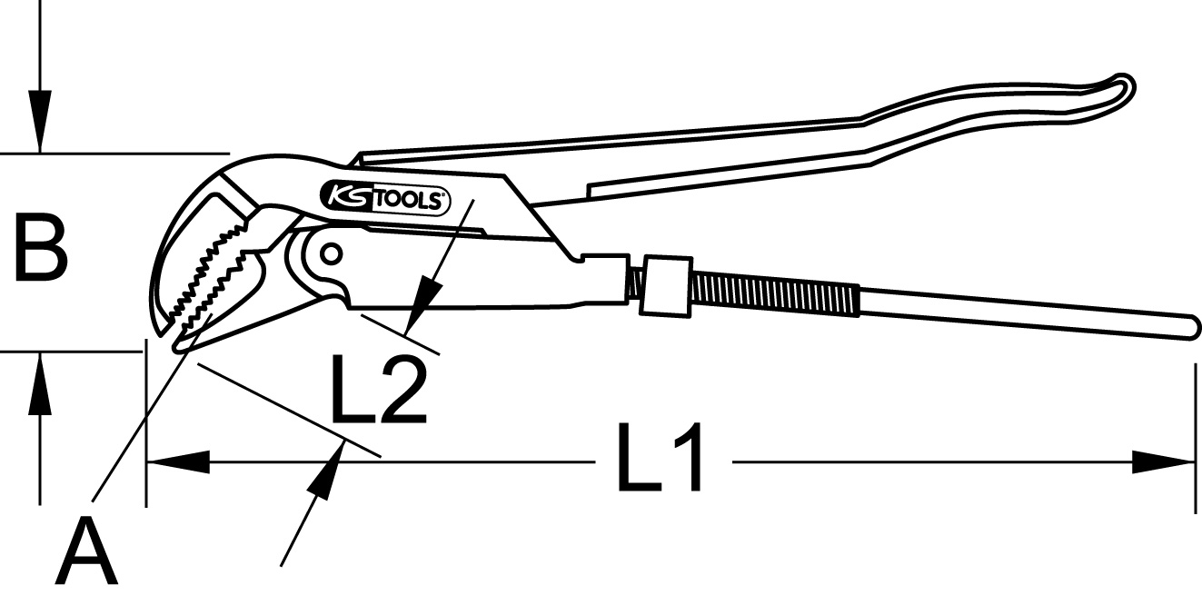 KS Tools Eckrohrzange, 45° gewinkelt