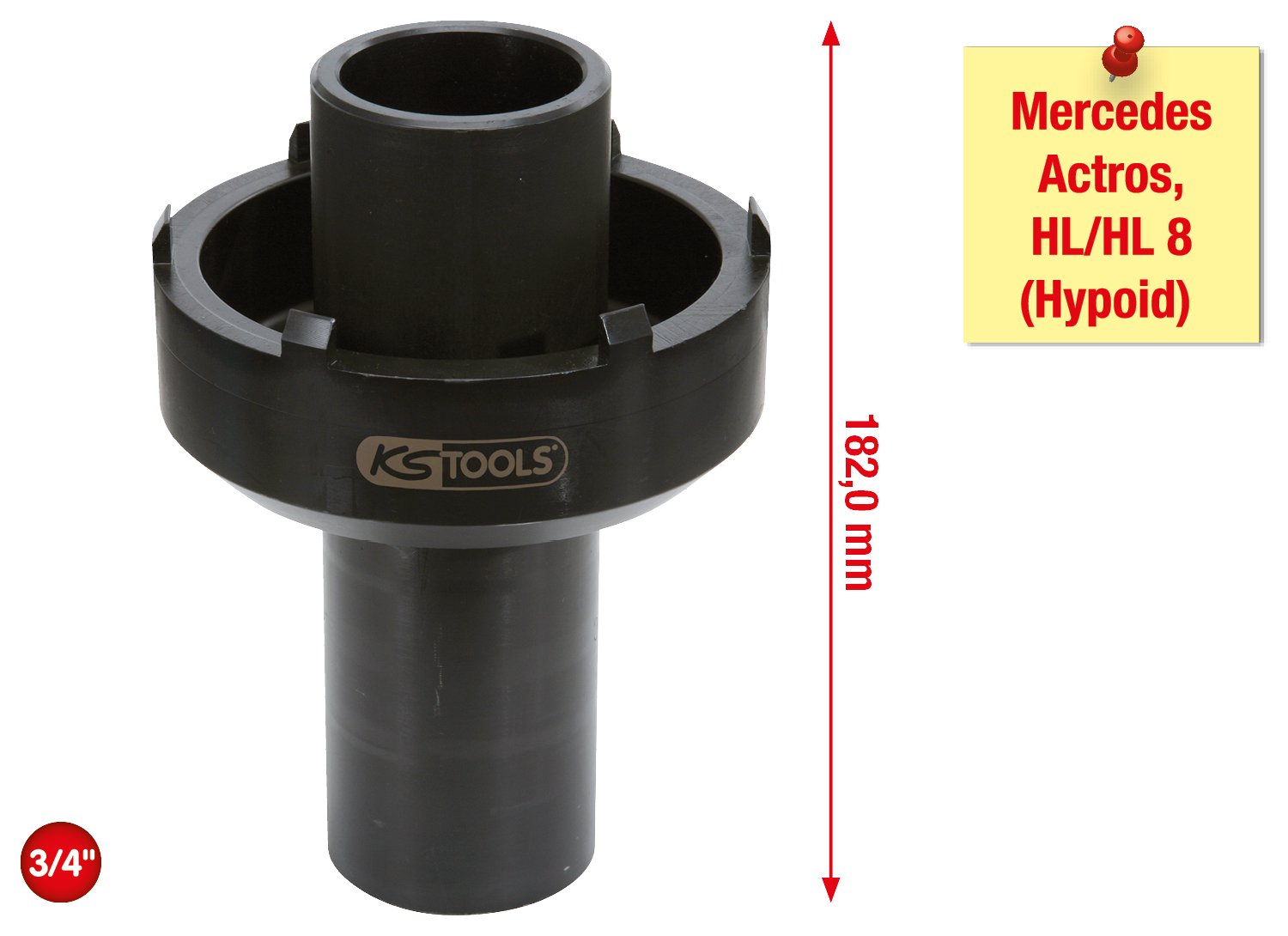 KS Tools 3/4" Nutmuttern-Schlüssel mit 6 Zapfen für Mercedes, 105-125mm