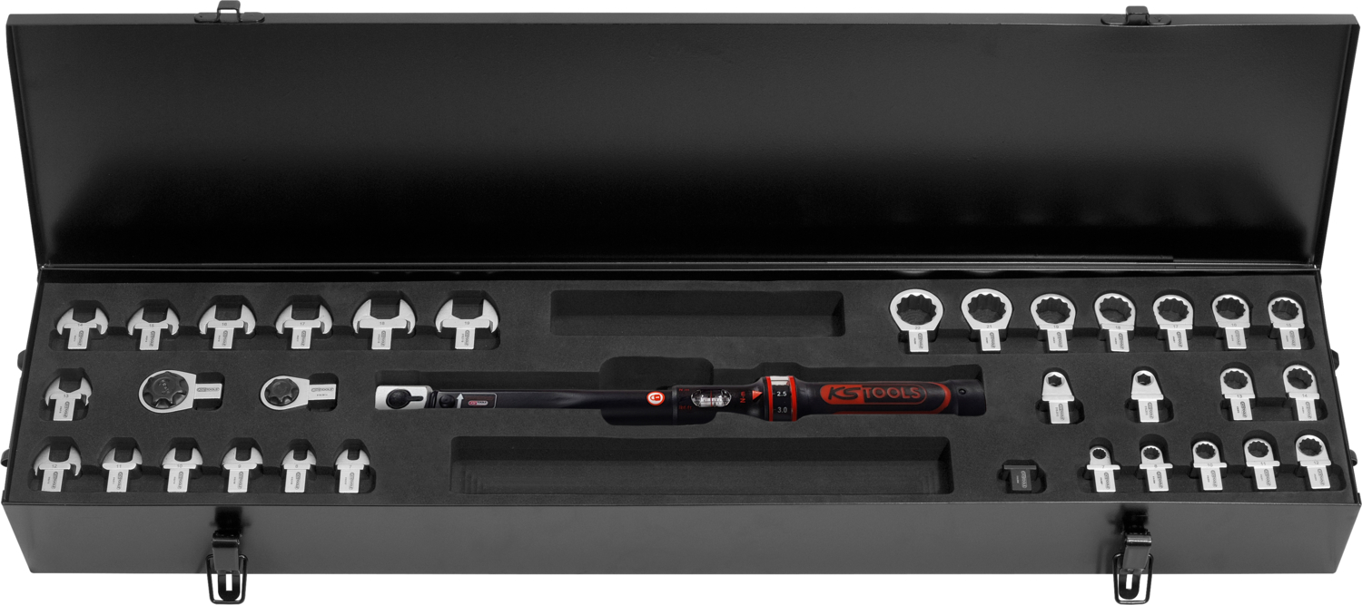KS Tools 9x12mm ERGOTORQUE®precision Einsteck-Drehmomentschlüssel-Satz, 20-100Nm, 33-tlg