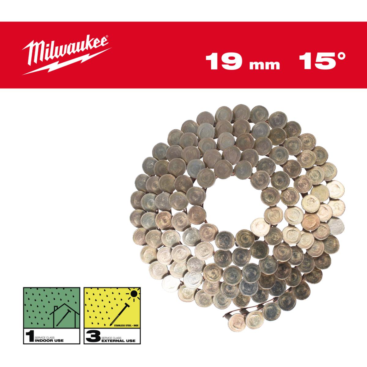 Milwaukee Coilnägel für M18FRCN45 Ringschaft Edelstahl 15°