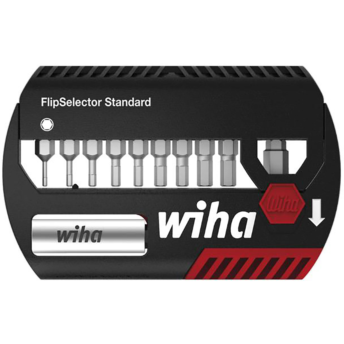 Wiha Bit Set FlipSelector Standard 25 mm Sechskant 11-teiliges Set 1/4 zoll C6,3