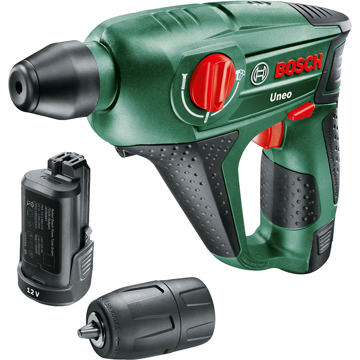 Bosch Akku-Bohrhammer Uneo, mit 2 x PBA 12V 2.5 Ah Akku, Ladegerät AL 1115 CV
