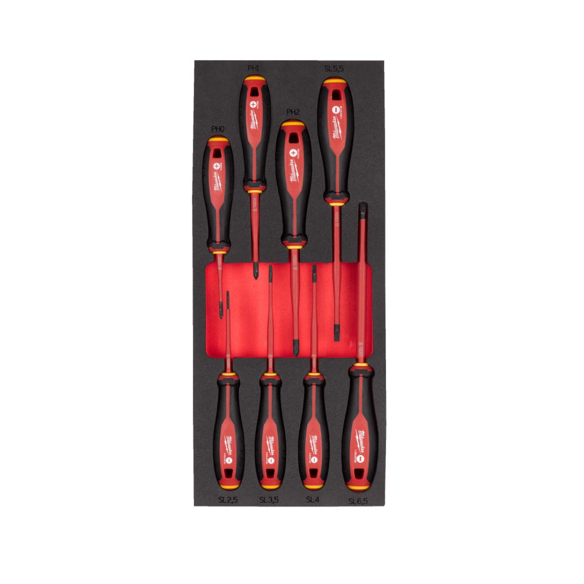 Milwaukee Tri-Lobe VDE Schraubendreher Einlage 8-teilig für Werkstattwagen 78cm