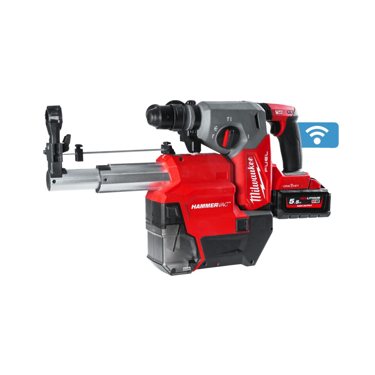 Milwaukee ONE KEY Akku-Kombihammer + Staubabsaugung M18ONEFHXDEL-552C