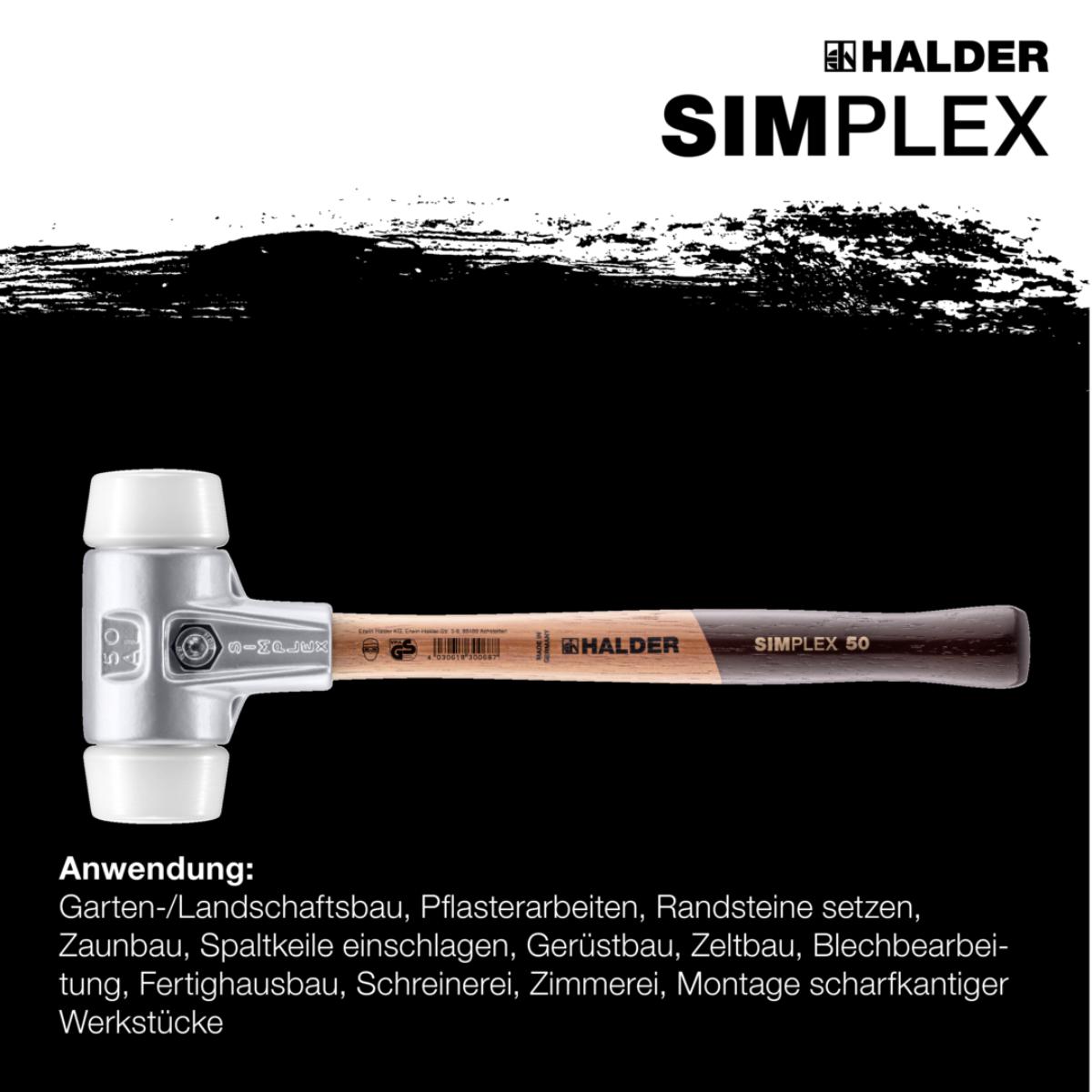HALDER SIMPLEX - Schonhammer mit Aluminiumgehäuse und Holzstiel, Superplastik