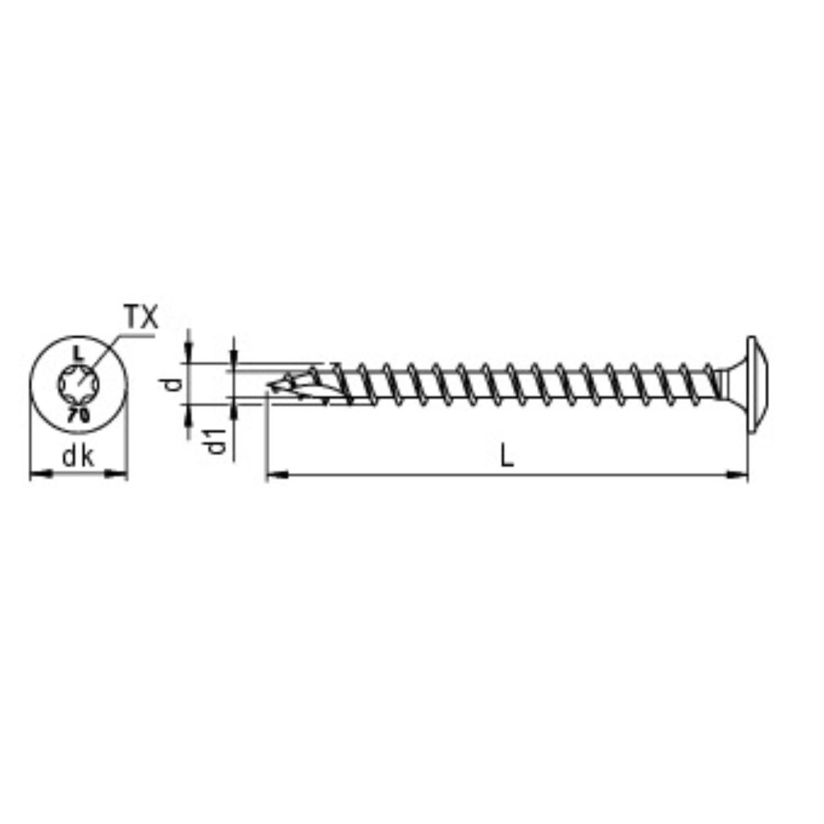 Reisser HBS Tellerkopf, Holzbauschraube, Tellerkopf, 6,0, Vollgewinde, TX 30, Stahl, verzinkt, blau