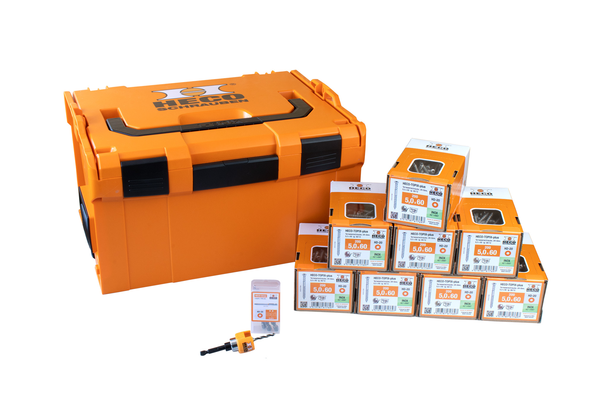 HECO L-BOXX 238 Terassenset Liko A2, Terrassenbelagschrauben 5,0x60, Linsensenkkopf