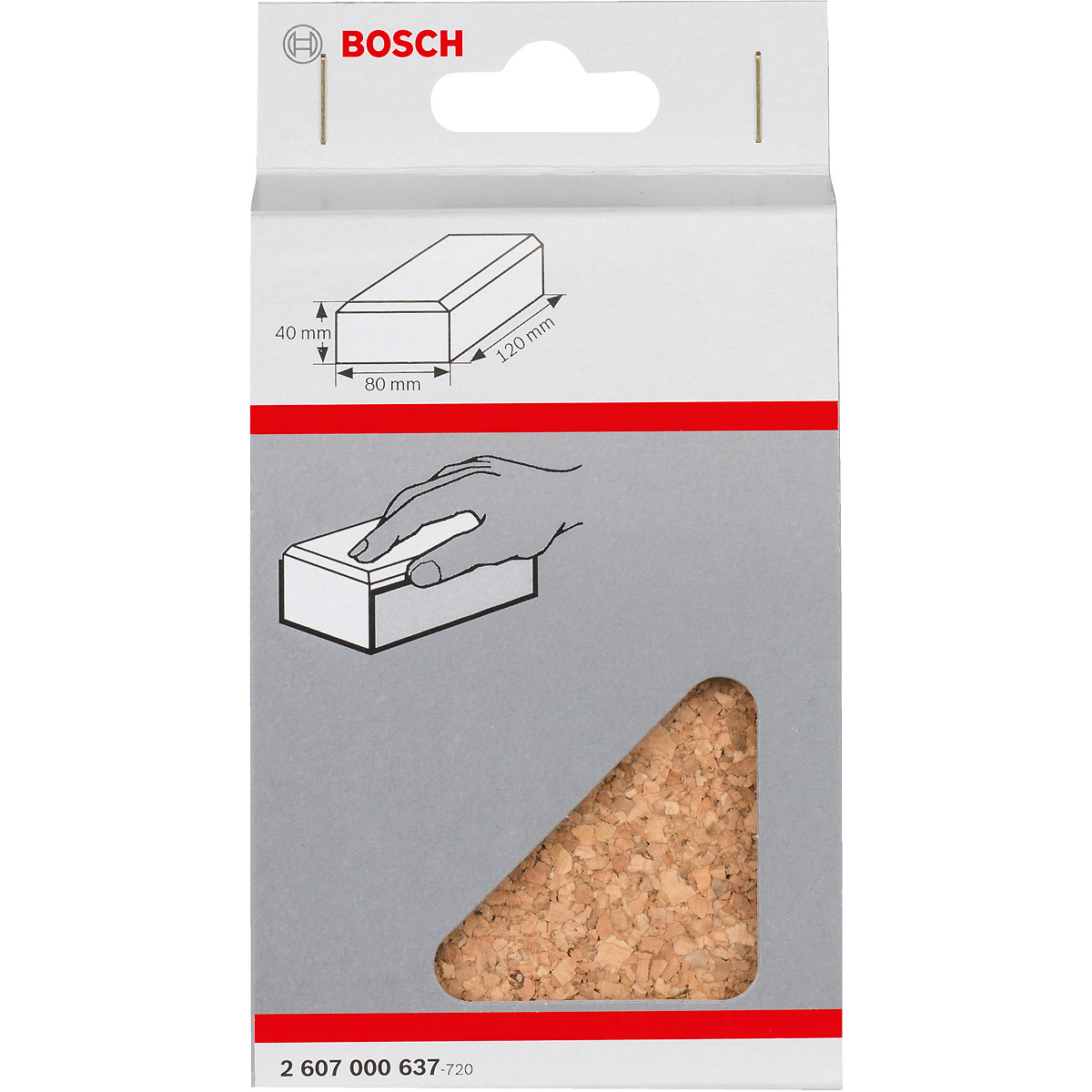 Bosch Handschleifklotz, Länge x Breite: 80 x 120 mm, aus Kork, klein