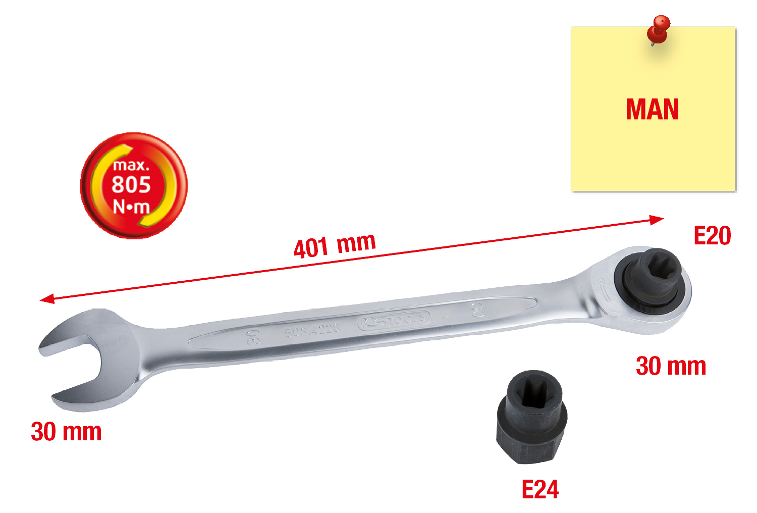 KS Tools MAN Bremssattelstecknuss-Satz, 3-tlg