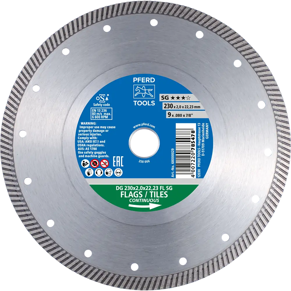 PFERD TOOLS Diamant-Trennscheibe DG FL 350x2,4x25,4 mm SG z. Trennen v. Fliesen, hohe Schnittqualität