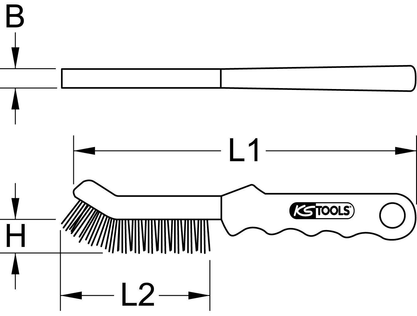 KS Tools Messingdraht-Bremssattel-Drahtbürste 2-reihig