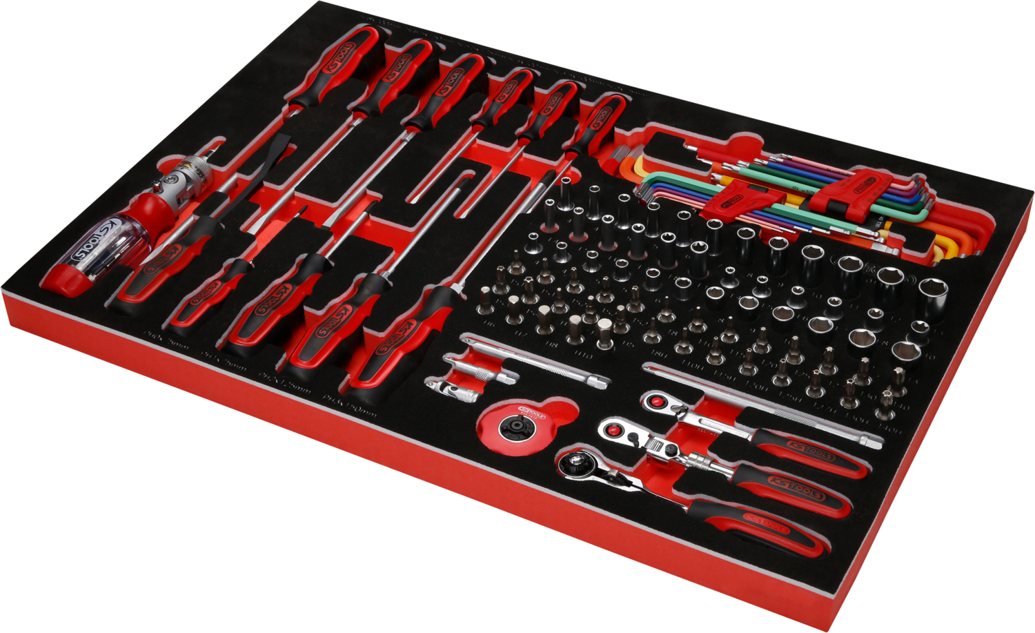 KS Tools 1-4'' Steckschlüssel- - und Schraubendreher-Satz in Schaumstoffeinlage, 105-tlg