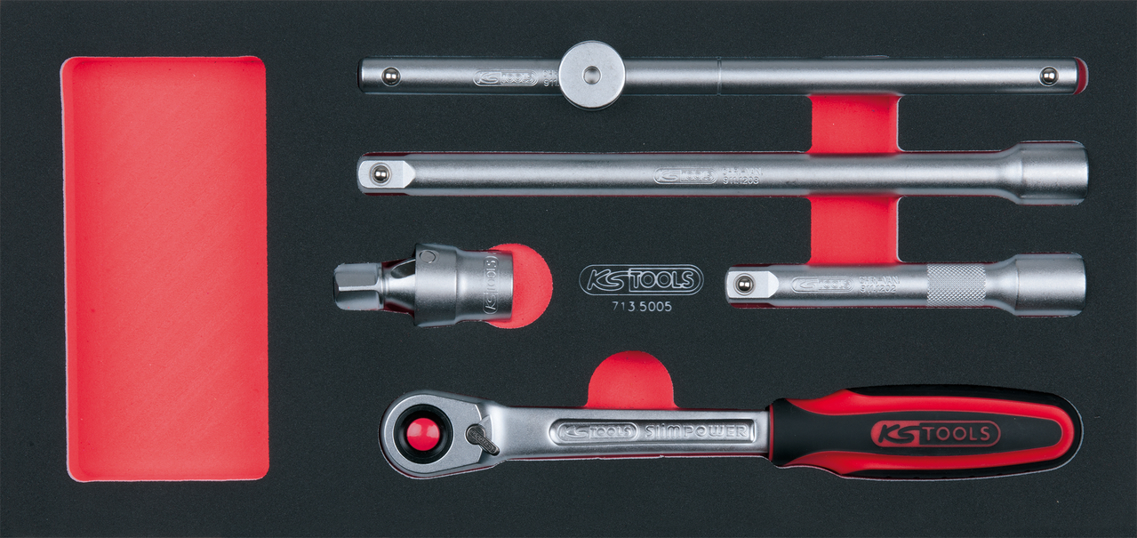 KS Tools SCS 1/2" Steckschlüssel-Satz, 5-tlg in 1/3 Systemeinlage