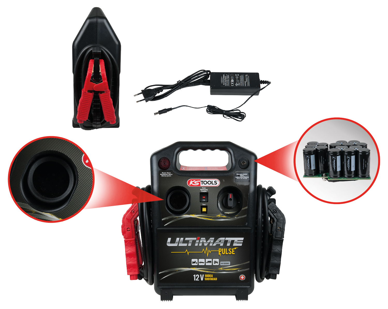 KS Tools 12 V Kondensator-Booster - mobiles Starthilfegerät 1800 A