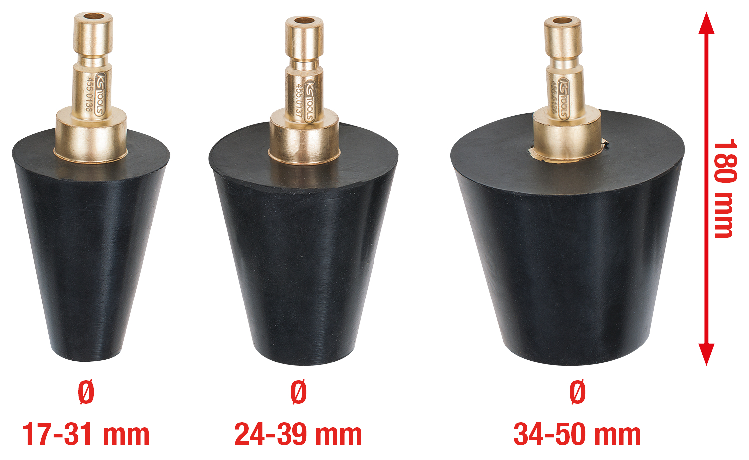 KS Tools Kühlsystem-Konus-Prüfadapter-Satz, 3-tlg 17,0 - 50,0 mm