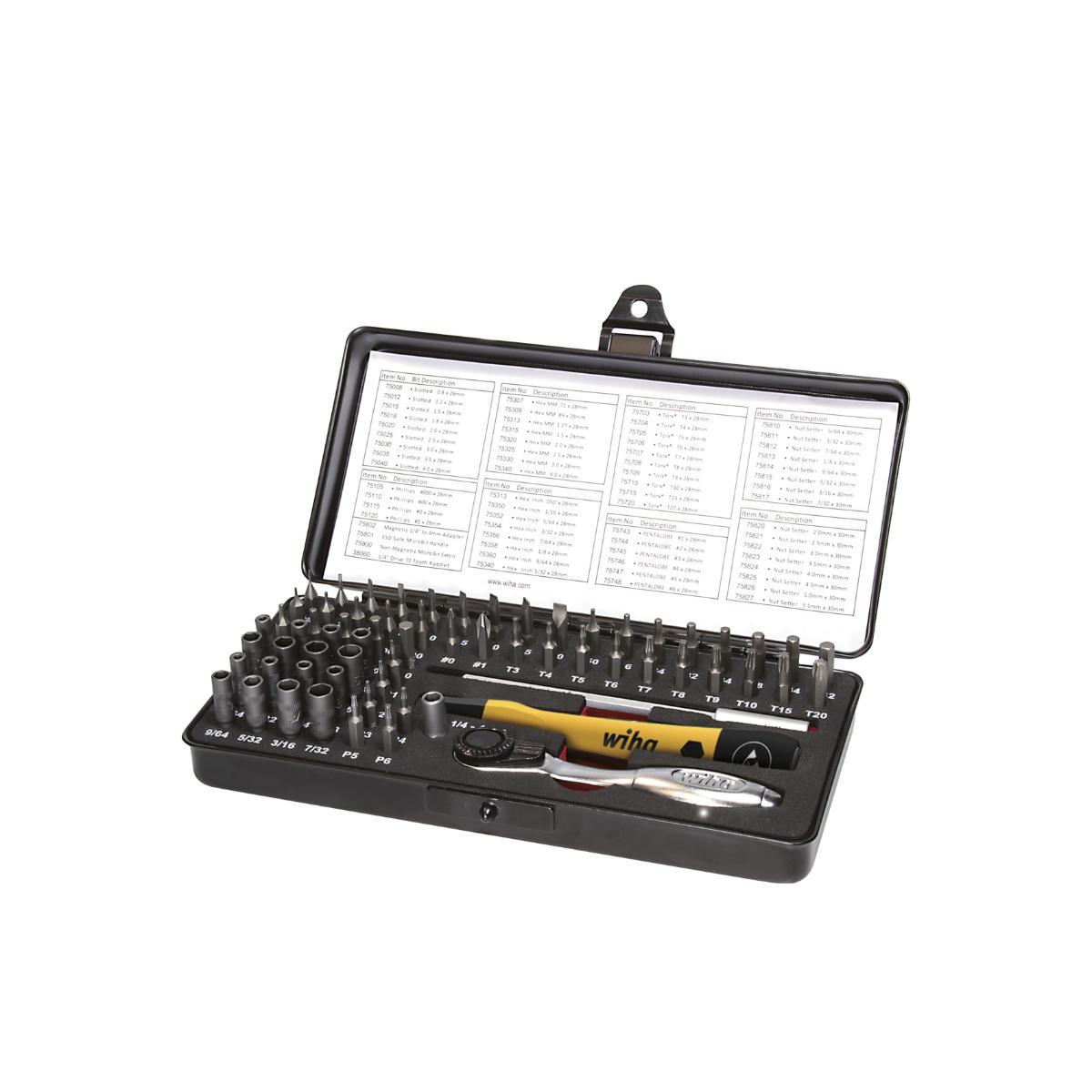 Wiha Micro-Bit Set ESD gemischt 65-teiliges Set 4mm C4 in Box