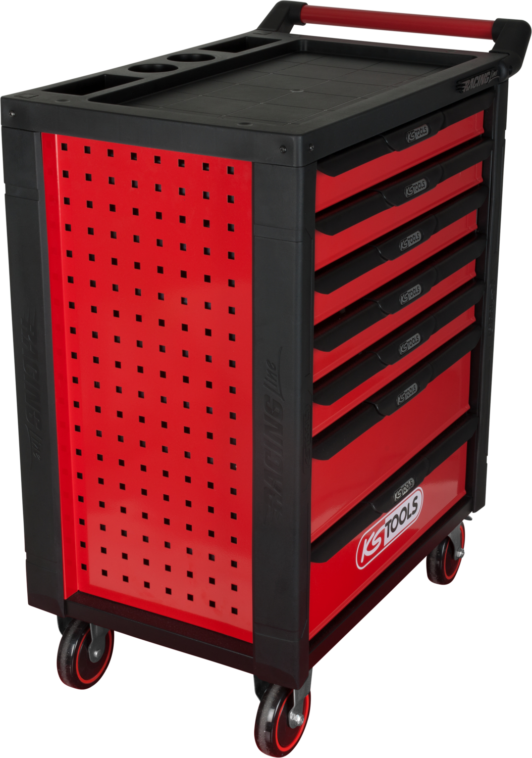 KS Tools RACINGline SCHWARZ-ROT Werkstattwagen mit 7 Schubladen