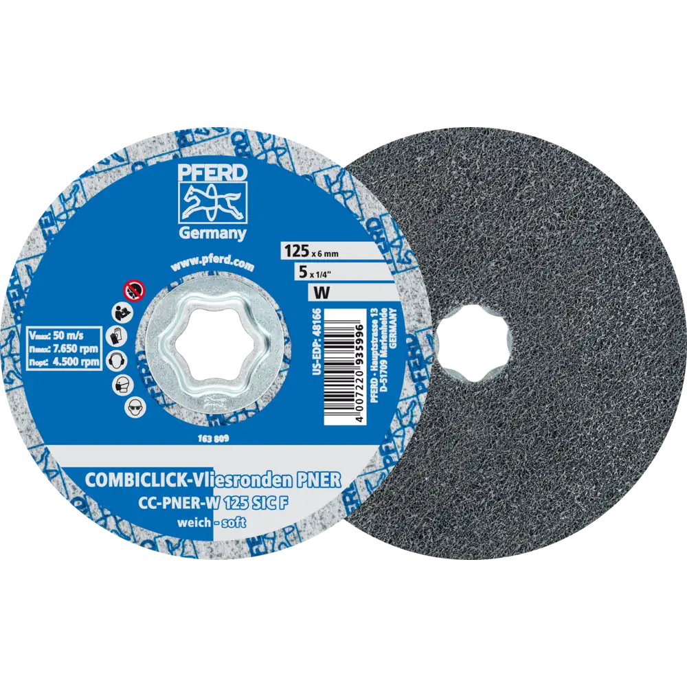PFERD TOOLS COMBICLICK verpresste Vliesronde CC PNER Ø 125 mm Weich SIC Fein