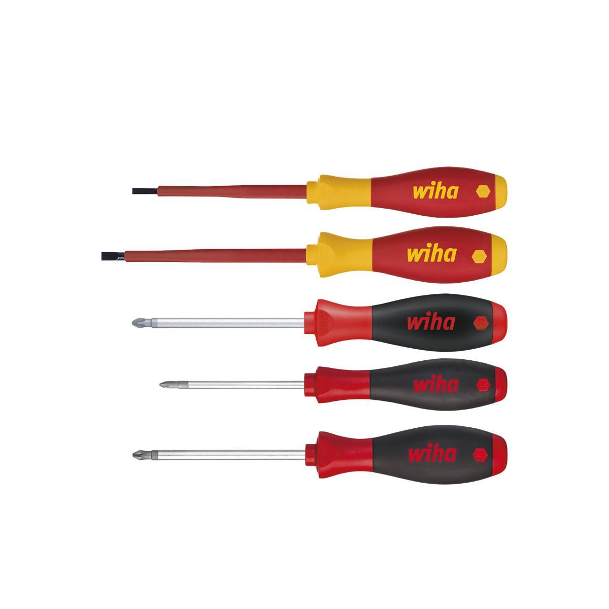Wiha Schraubendreher Set SoftFinish gemischtSchlitz, Phillips, Pozidriv 5-teiliges Set