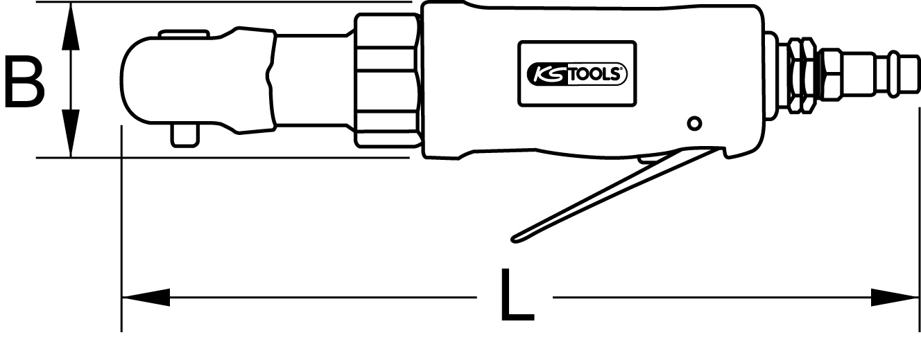 KS Tools 1/2" SlimPOWER Mini-Druckluft-Umschaltratsche 30Nm