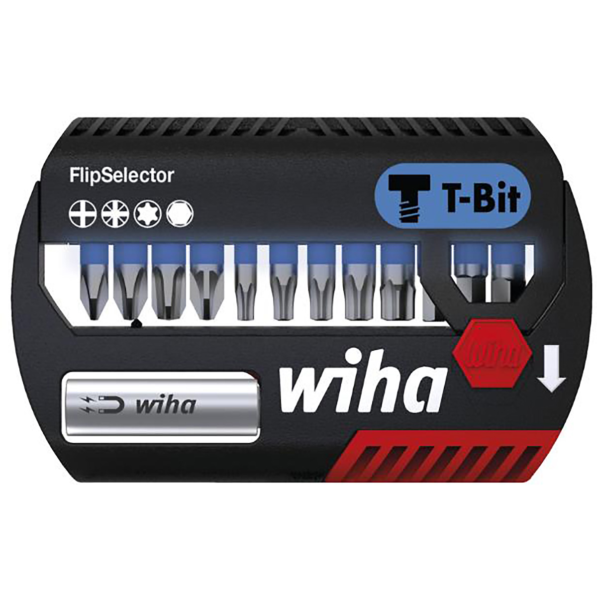 Wiha Bit Set FlipSelector T-Bit 25 mm gemischt 13-teiliges Set 1/4 zoll C6,3