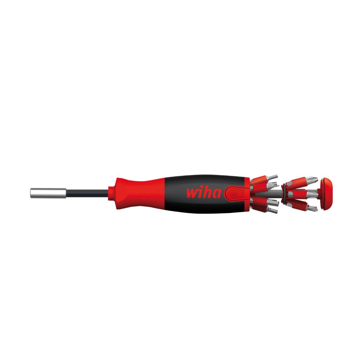 Wiha Schraubendreher mit Bit Magazin LiftUp 25 magnetisch gemischt mit 12 Bits, 1/4 zoll