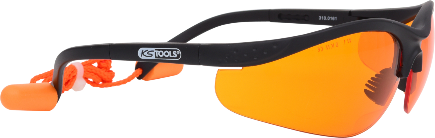 KS Tools Schutzbrille-orange, mit Ohrstöpsel