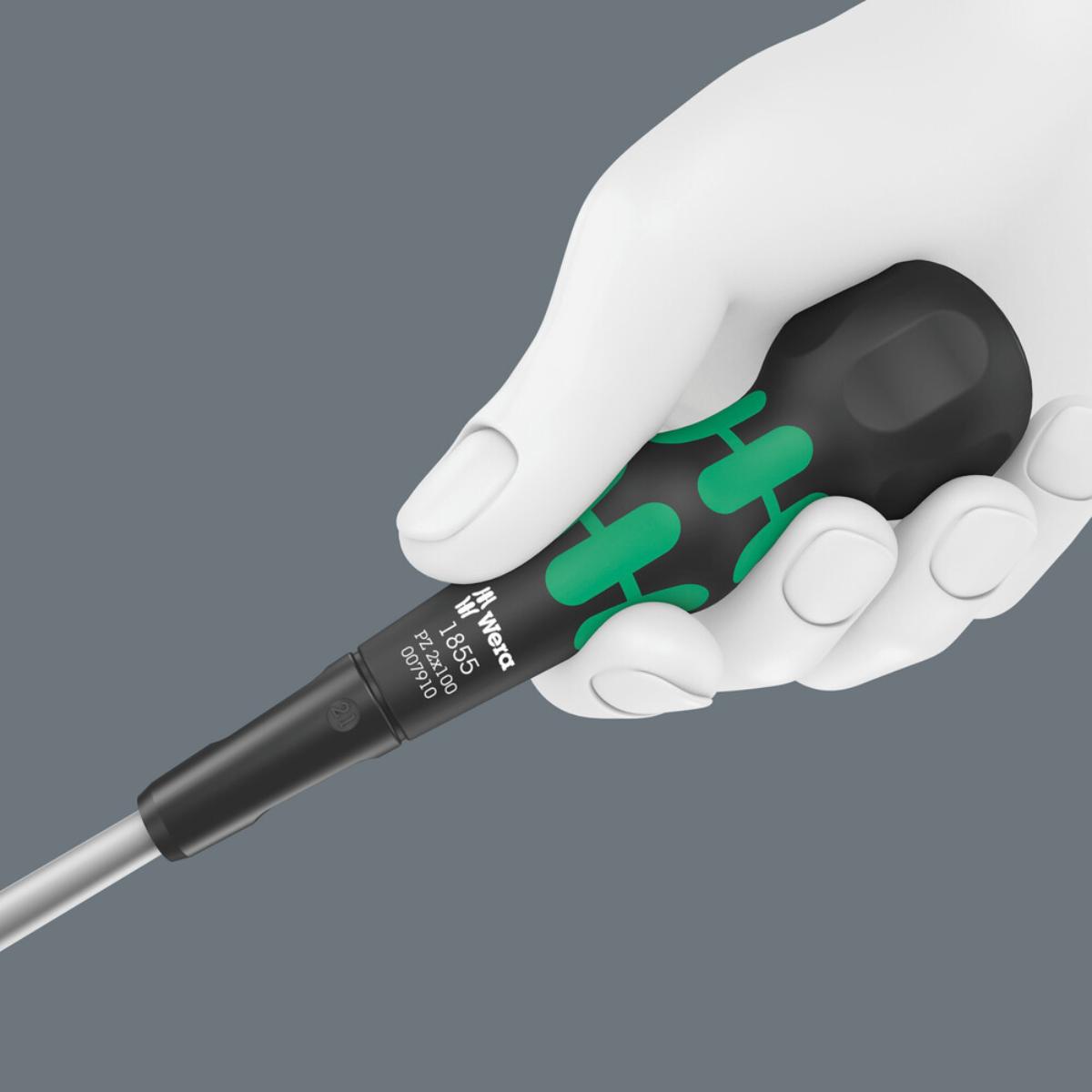 Wera 1855 PZ Kraftform Ball-Grip Kreuzschlitz-Schraubendreher, PZ 2 x 100 mm