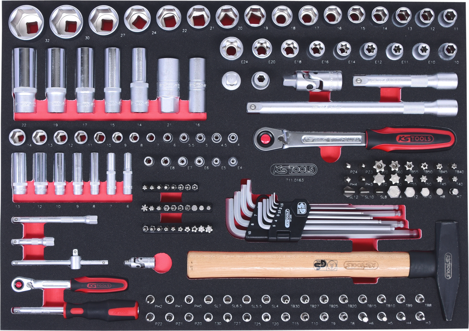 KS Tools SCS 1/4"+1/2" Steckschlüssel-Satz, 163-tlg in 1/1 Systemeinlage