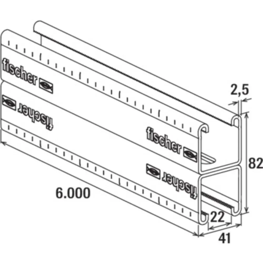 Fischer Montageschiene FUS 41D/2,5 A4 - 6.000