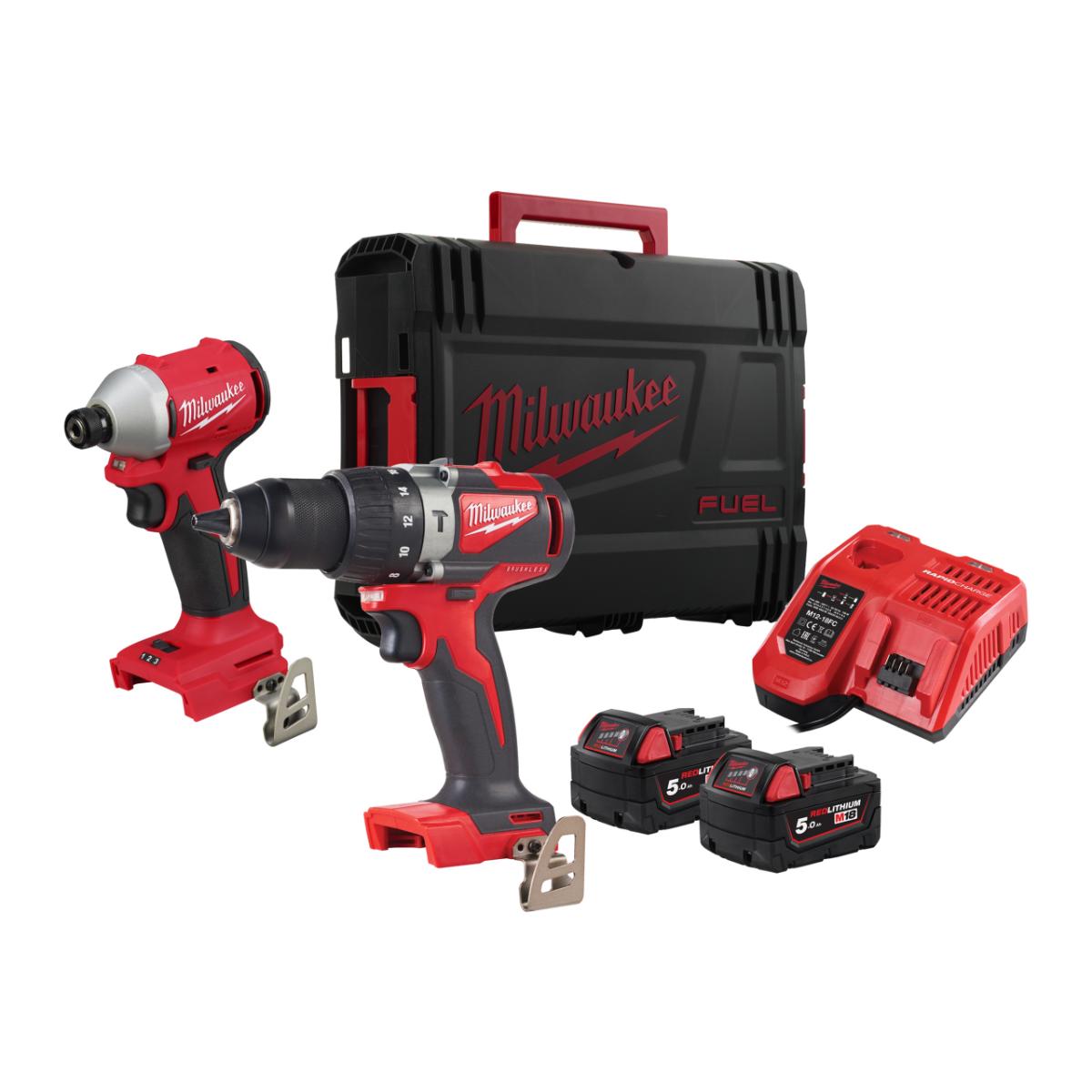 Milwaukee M18 Powerpack Combo-Kit M18BLPP2A3-502X (Schlagschrauber M18-BLIDR & Schlagbohrschrauber M18-BLPD2)