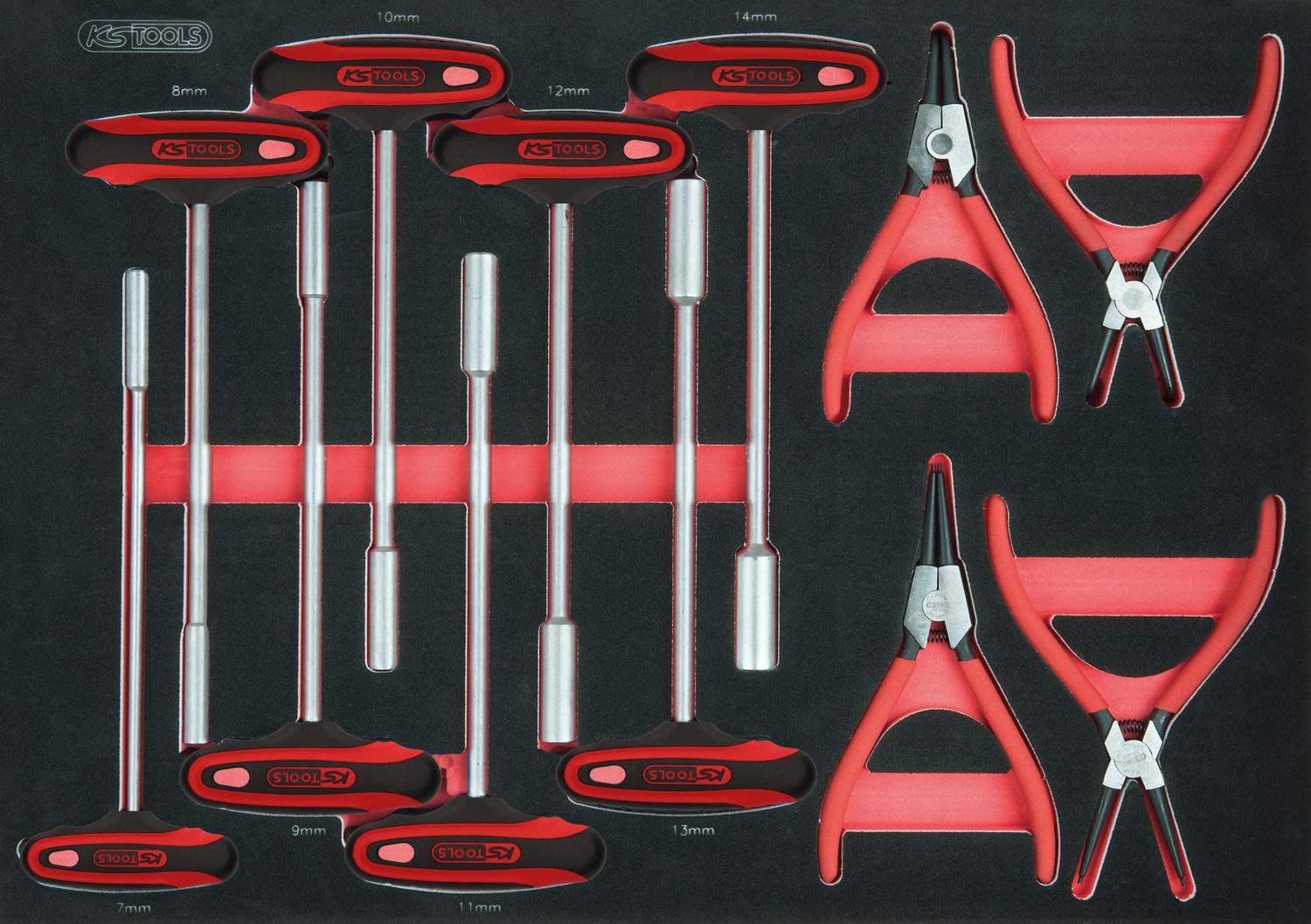 KS Tools Sicherungszangen und T-Griff-Satz, 12-tlg, 1-1 Systemeinlage