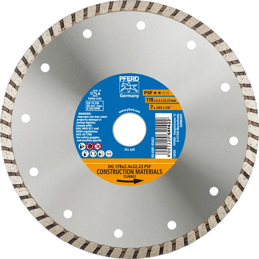 PFERD TOOLS Diamant-Trennscheibe DG PSF zum Trennen von Stein/Beton
