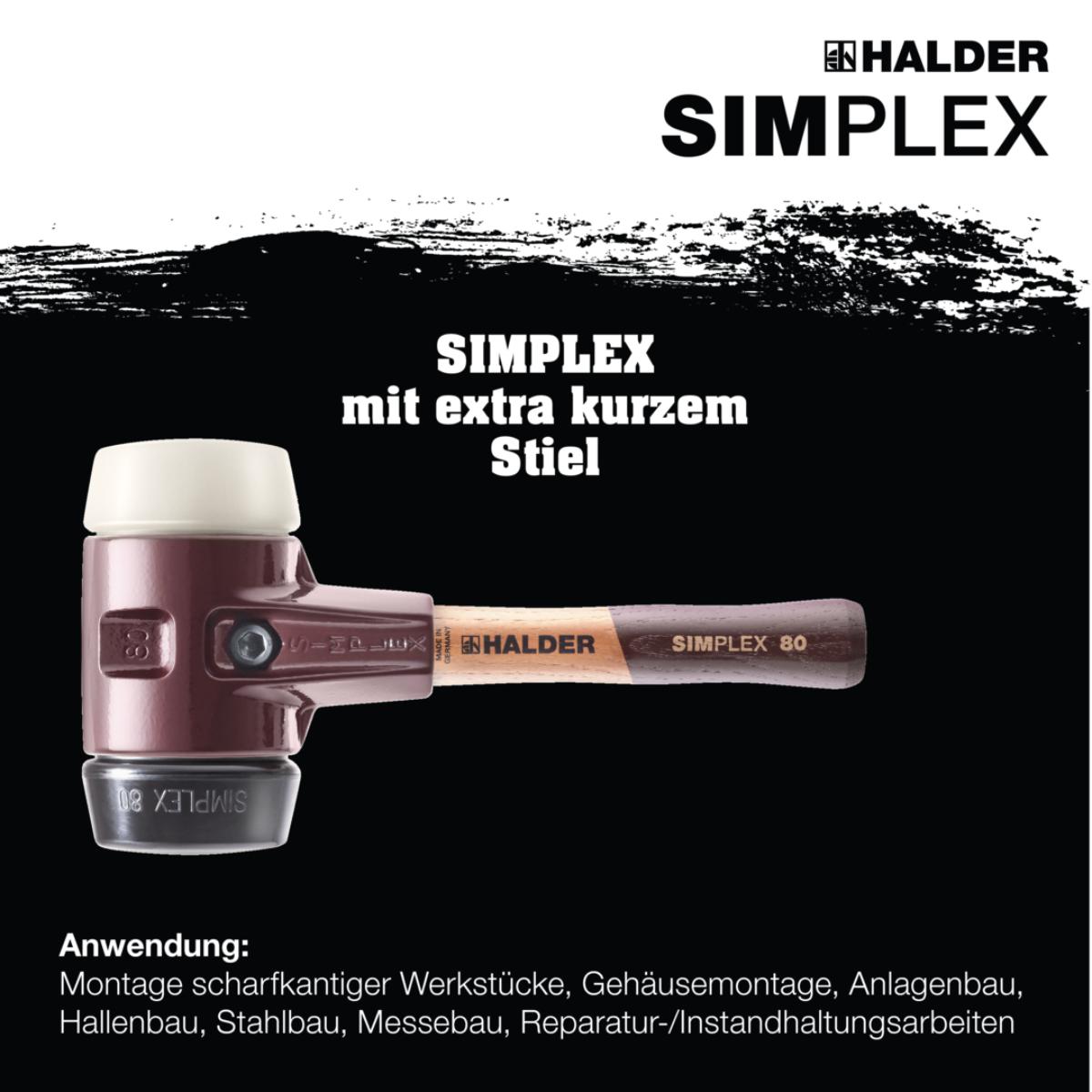 HALDER SIMPLEX - Schonhammer mit TE-Gehäuse und Holzstiel, Gummikomposition / Nylon