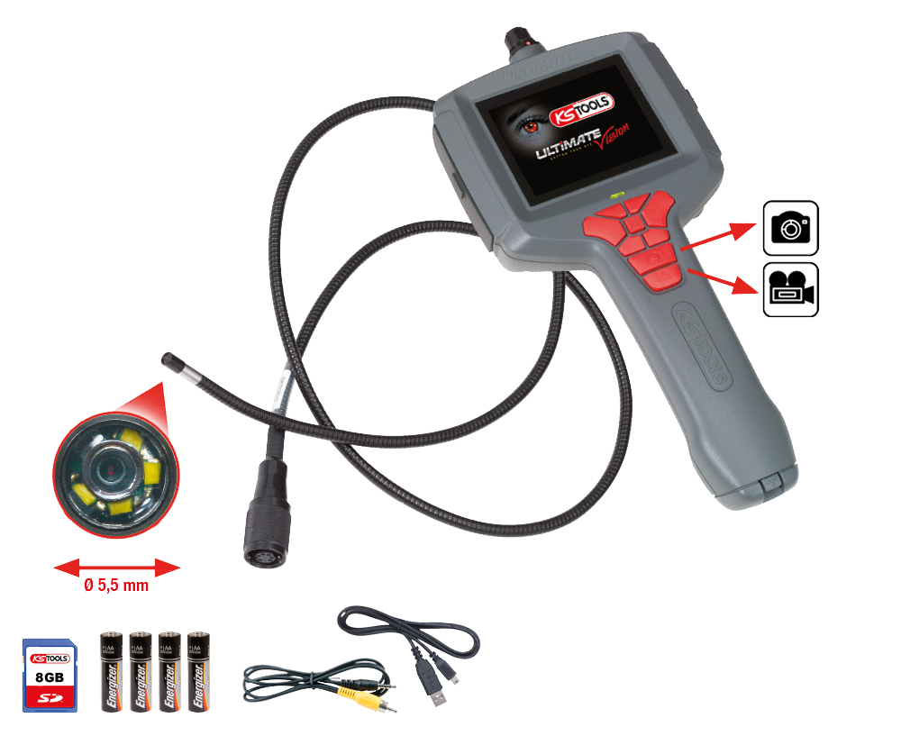 KS Tools ULTIMATEvision MASTER Videoskop-Satz,6-tlg,halbstarr 1m,Ø5,5mm