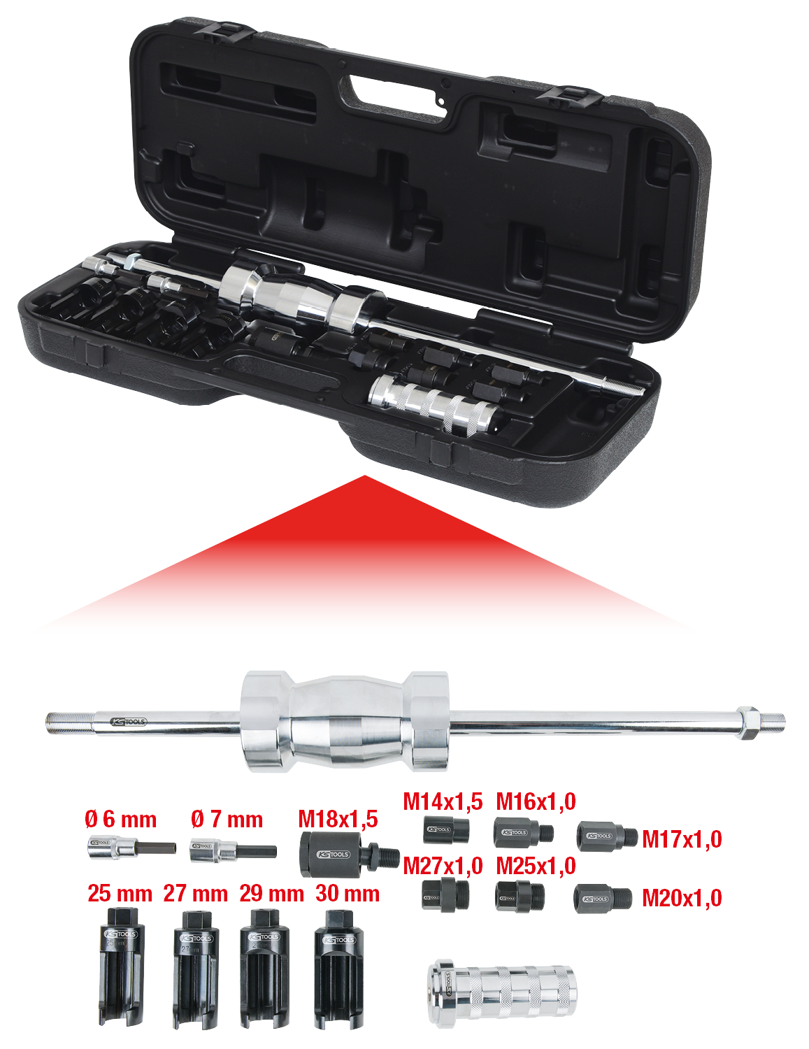 KS Tools Universal Injektoren-Auszieh-Satz, 14-tlg