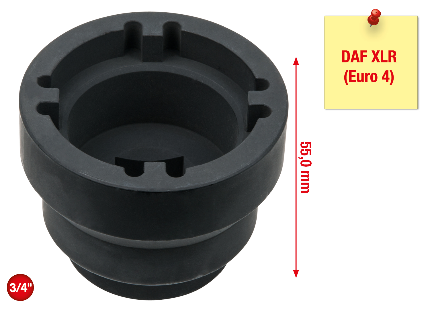 KS Tools 3-4“ Nutmuttern-Schlüssel mit 4 Zapfen für DAF, Innenzapfen Ø 50mm