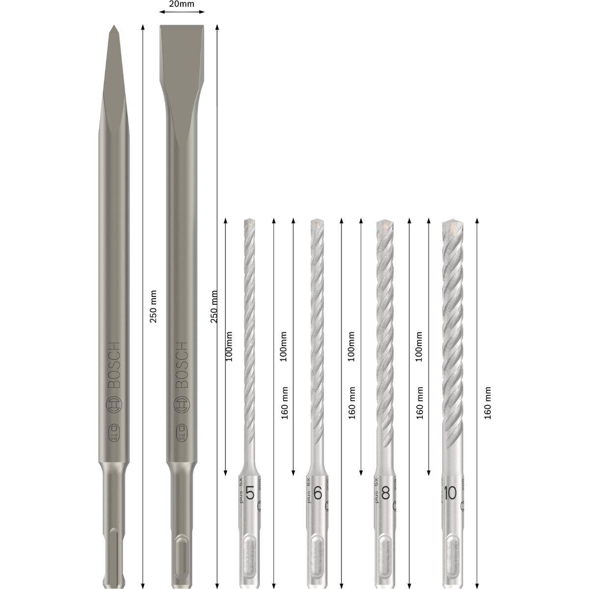 Bosch PRO SDS plus-4C Meißel- und Bohrer, 6-teiliges Set