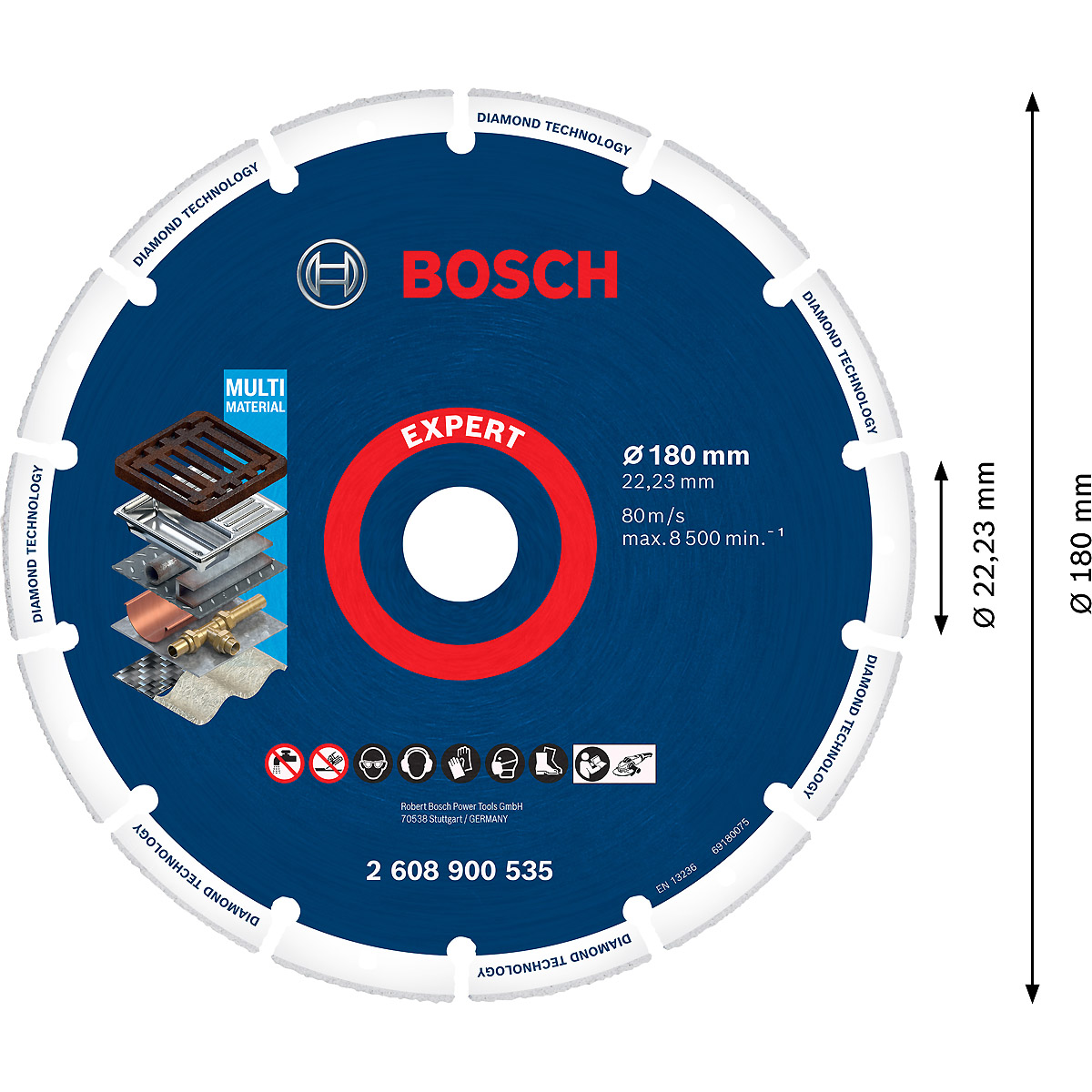 Bosch EXPERT Diamond Metal Wheel Trennscheibe für große Winkelschleifer mit Spannmutter, Durchmesser