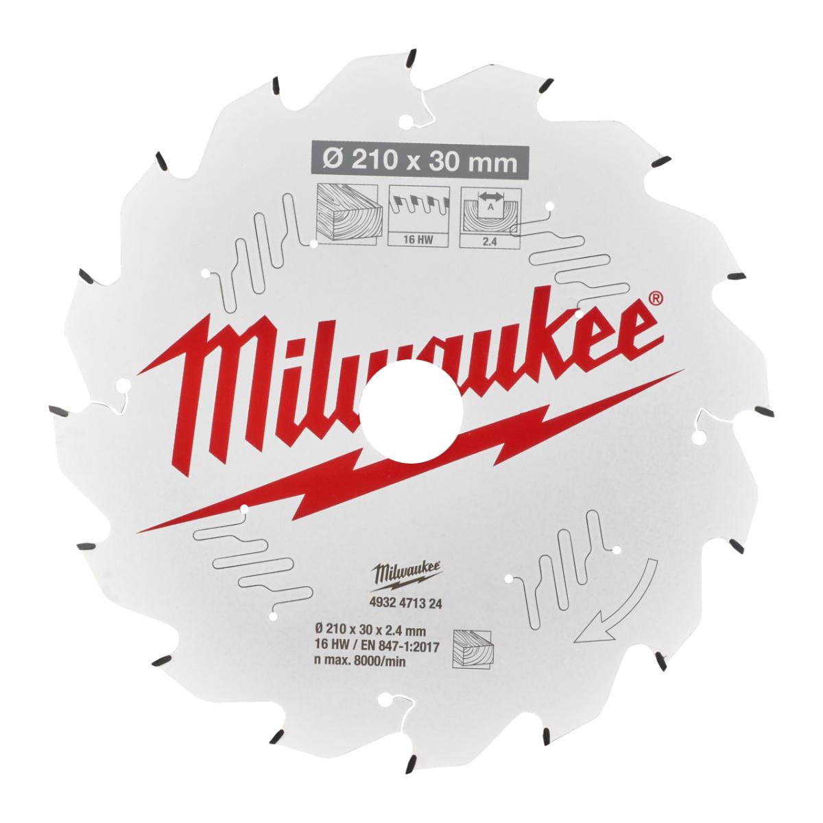 Milwaukee - Kreissägeblatt 210/30 mm 16 Z Holz - 4932471324