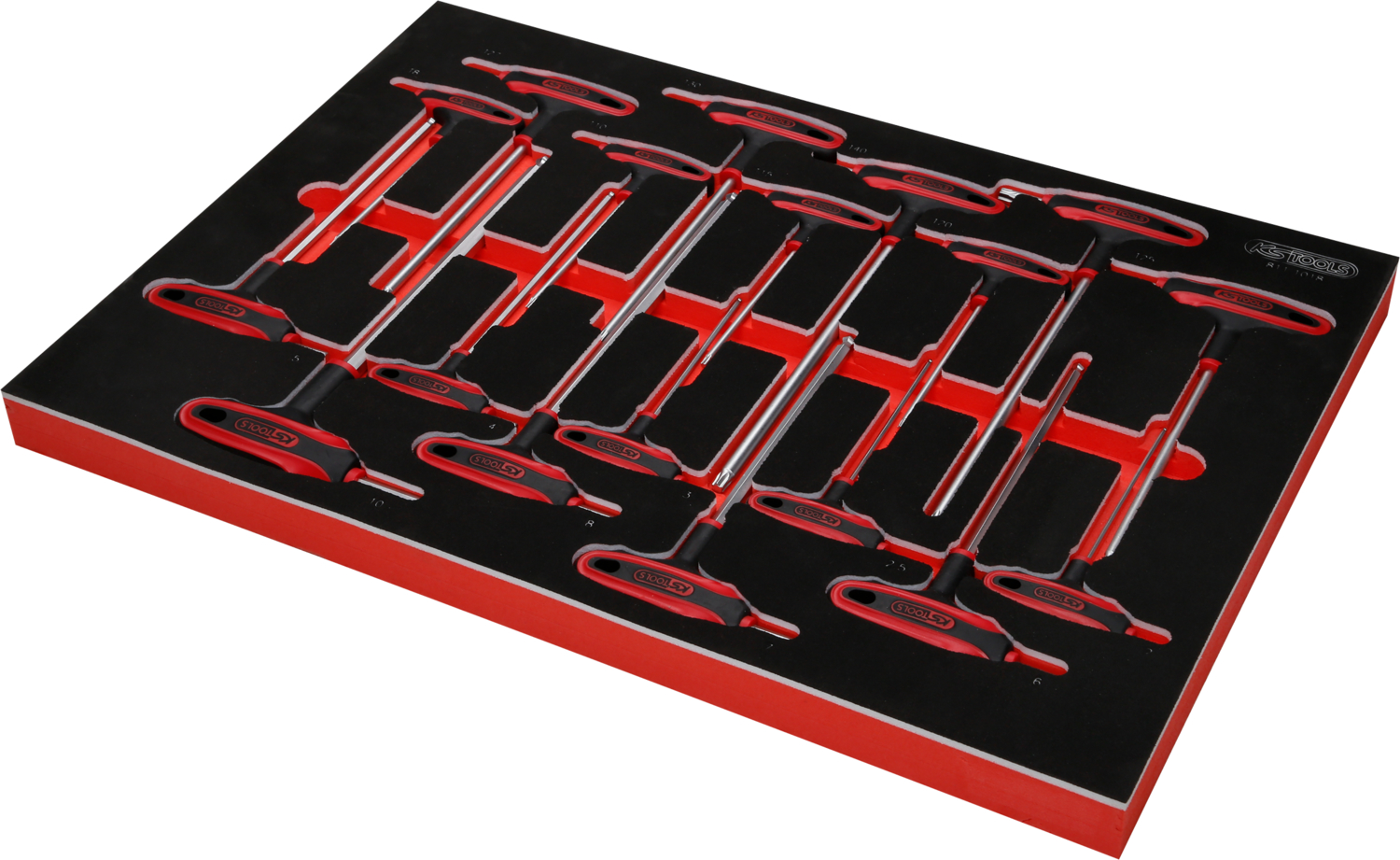KS Tools T-Griff-Winkelstiftschlüssel-Satz in Schaumstoffeinlage, 18-tlg