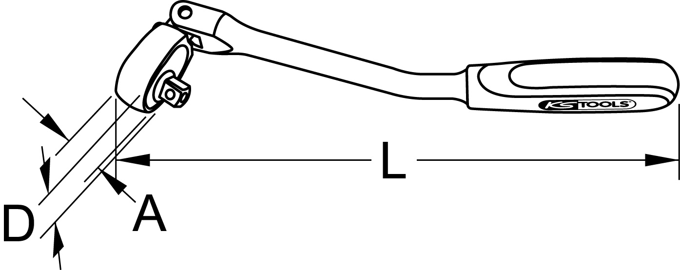KS Tools 3/8" CHROMEplus Gelenk-Umschaltknarre, gebogen, 72 Zahn