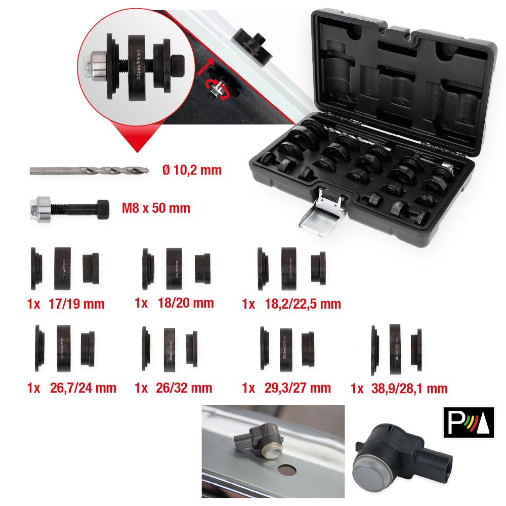 KS Tools Lochstanzen-Satz für PDC-Sensoren, 23-tlg