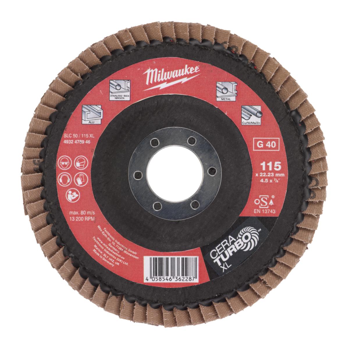 Milwaukee - Fächerschleifscheibe XL SLC50/115 K40 - 4932478946