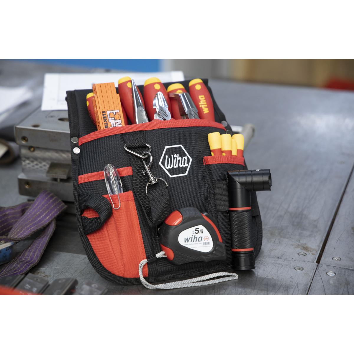 Wiha Werkzeug Set Elektriker gemischt, 18-teiliges Set mit Gürteltasche