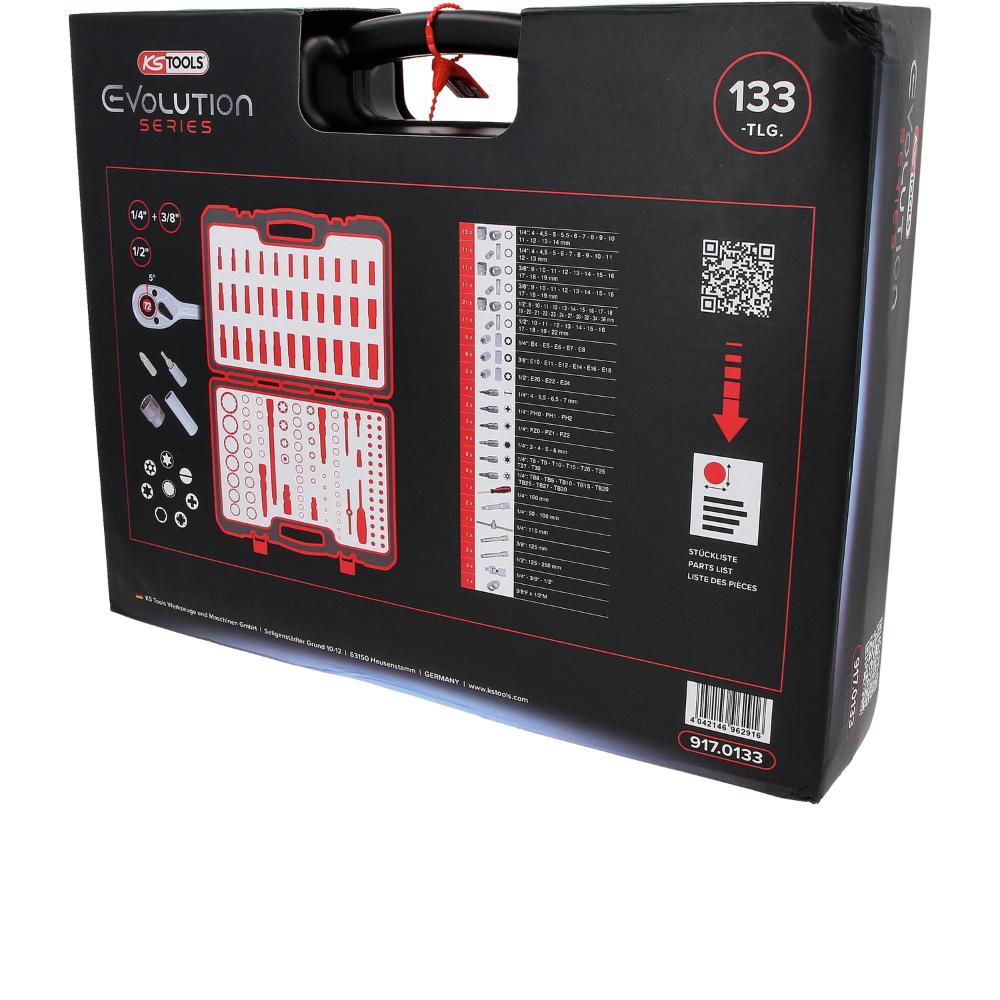 KS Tools 1/4 Zoll+3/8 Zoll+1/2 Zoll Steckschlüssel-Satz, 133-tlg