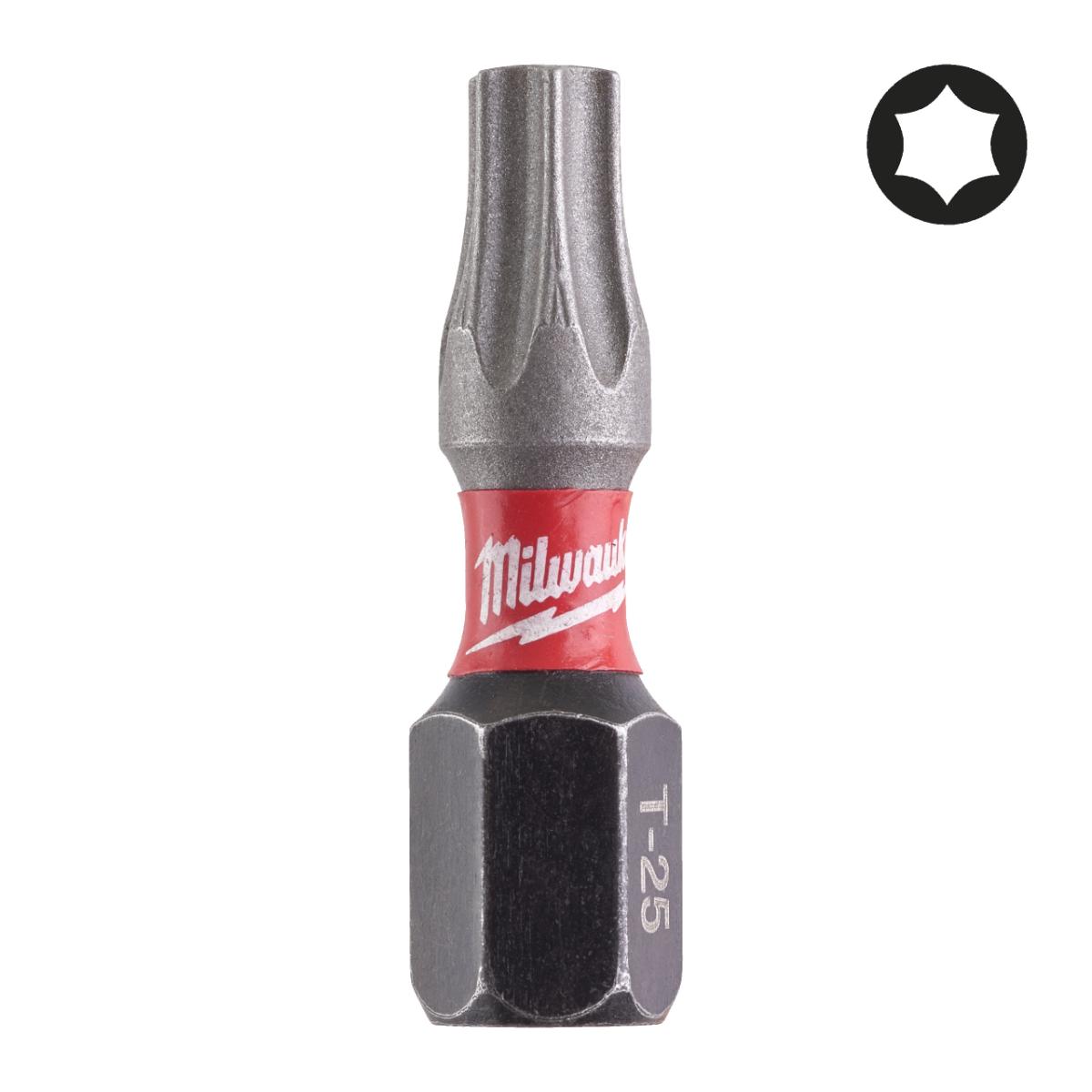 Milwaukee - Bit TX25 25mm Länge - SHOCKWAVE 25 Stück Display