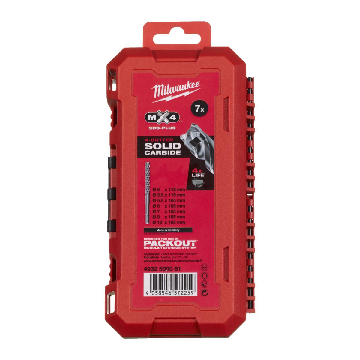 Milwaukee Hammerbohrerkassette 7-teiliges Set MX4 SDS-Plus